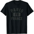 thumbnail image 1 of Paris France FR Gym Style Black with Distressed Black Print T-Shirt, 1 of 3