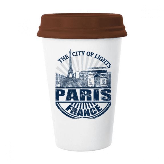 Paris France Flag Eiffel Tower Architecture Mug Coffee Drinking Glass Pottery Cerac Cup Lid