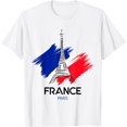 thumbnail image 1 of Paris France Flag & Eiffel Tower Graphic Tee shirts, Paris T-Shirt, 1 of 2
