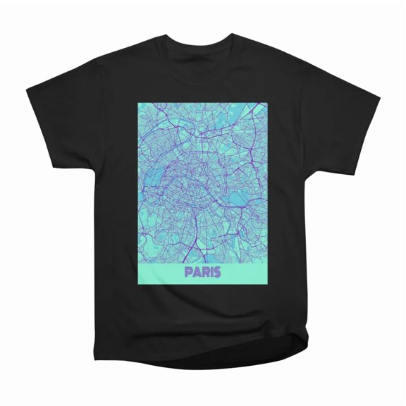Paris France Galaxy City Map T-Shirt Tee Gift For Him Merch For Her Apparel For Friend