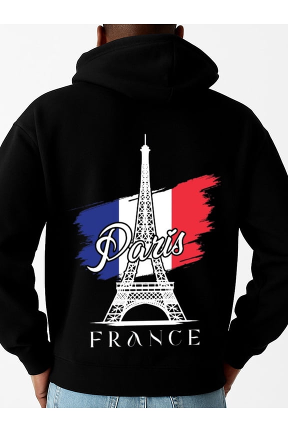 Paris France Hoodie graphic hoodies Paris mens regular fit black Casual Outdoor Jogging & Fitness Training Pullover, Regular Fit, Hooded Design, Comfortable Pullover vintage happy fun