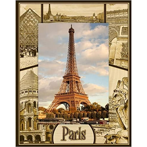 Paris France Laser Engraved Wood Picture Frame Portrait (5 x 7)