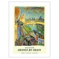 thumbnail image 1 of Paris France - Left Bank of the Seine River - French National Railroads - Vintage Travel Poster by André Planson 1953 - Fine Art Matte Paper Print (Unframed) 18x24in, 1 of 4