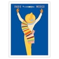 thumbnail image 1 of Paris France - Mexico - Native Mexican in Sombrero and Poncho - Vintage Airline Travel Poster by Edmond Maurus c.1950s - Bamboo Fine Art 290gsm Paper (Unframed) 12x16in, 1 of 4