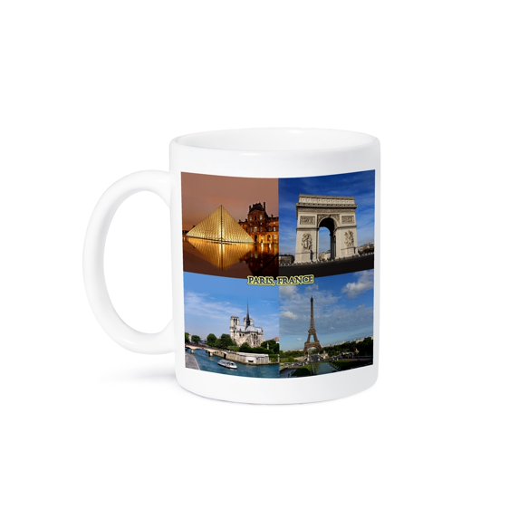 3dRose, Paris, France Montage – Four Views, 15oz Mug