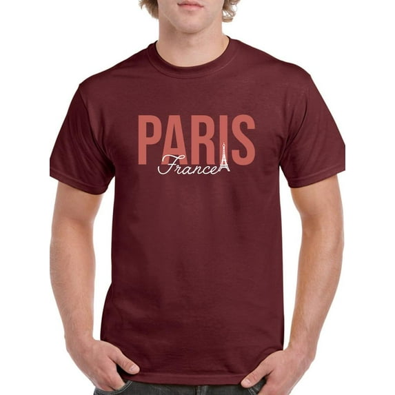Paris France Nude Pink Banner T-Shirt Men -Image by Shutterstock, Male Large