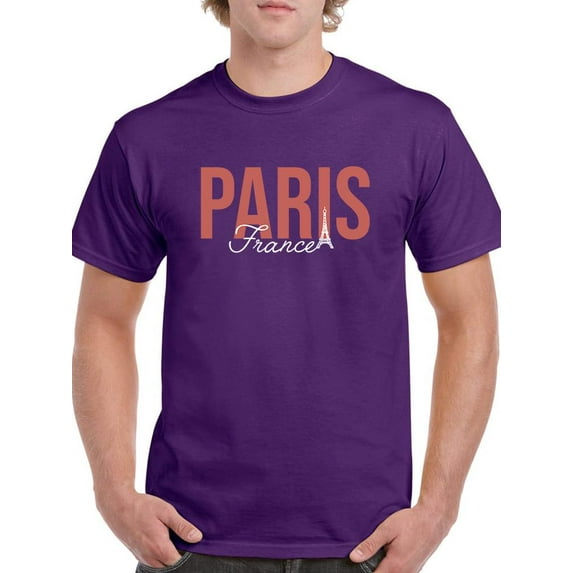 Paris France Nude Pink Banner T-Shirt Men -Image by Shutterstock, Male XX-Large