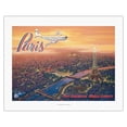 thumbnail image 1 of Over Paris France - Eiffel Tower - Boeing 377 Stratocruiser - Vintage Airline Travel Poster by Kerne Erickson - Fine Art Rolled Canvas Print 20in x 26in, 1 of 4