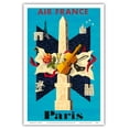 thumbnail image 1 of Paris France - Parisian Landmarks - Vintage Airline Travel Poster by E. Lancaster (direction Jean Carlu) c.1956 - Master Art Print (Unframed) 12in x 18in, 1 of 4