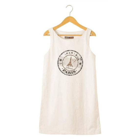 Paris - France Printed Vintage 100% Cotton Linen Mini Shift Dress WDS_01 10