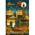 thumbnail image 1 of Paris, France, Retro Skyline (12x18 Wall Art Poster, Room Decor), 1 of 3
