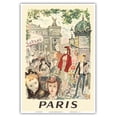 thumbnail image 1 of Paris France - Sidewalk Café Near Opera National de Paris - Vintage Railroad Travel Poster by André Dignimont c.1962 - Master Art Print (Unframed) 13in x 19in, 1 of 4