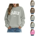 thumbnail image 1 of Paris France Sweatshirts for Women 2025 Fall Winter Long Sleeve Crewneck Vacation Sweatshirt Pullover Tops Streetwear, 1 of 5