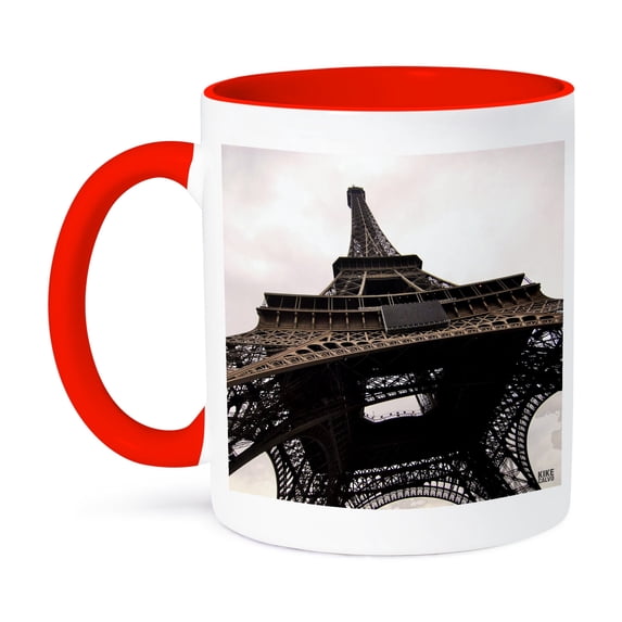3dRose, Paris France, Tour Eiffel, 11oz Two-Tone Red Mug