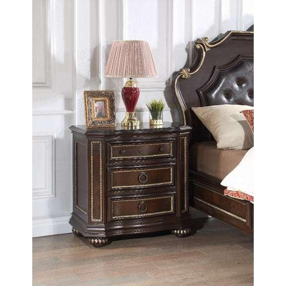 Paris G09300-N Nightstand - Cherry, 32"H x 36"W x 21"D, Velvet Top Drawer Lining