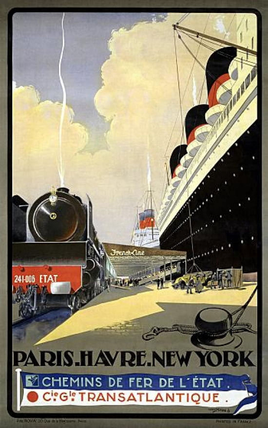 Paris Havre New York Rail Ship French Travel Canvas Art - (36 x 54)