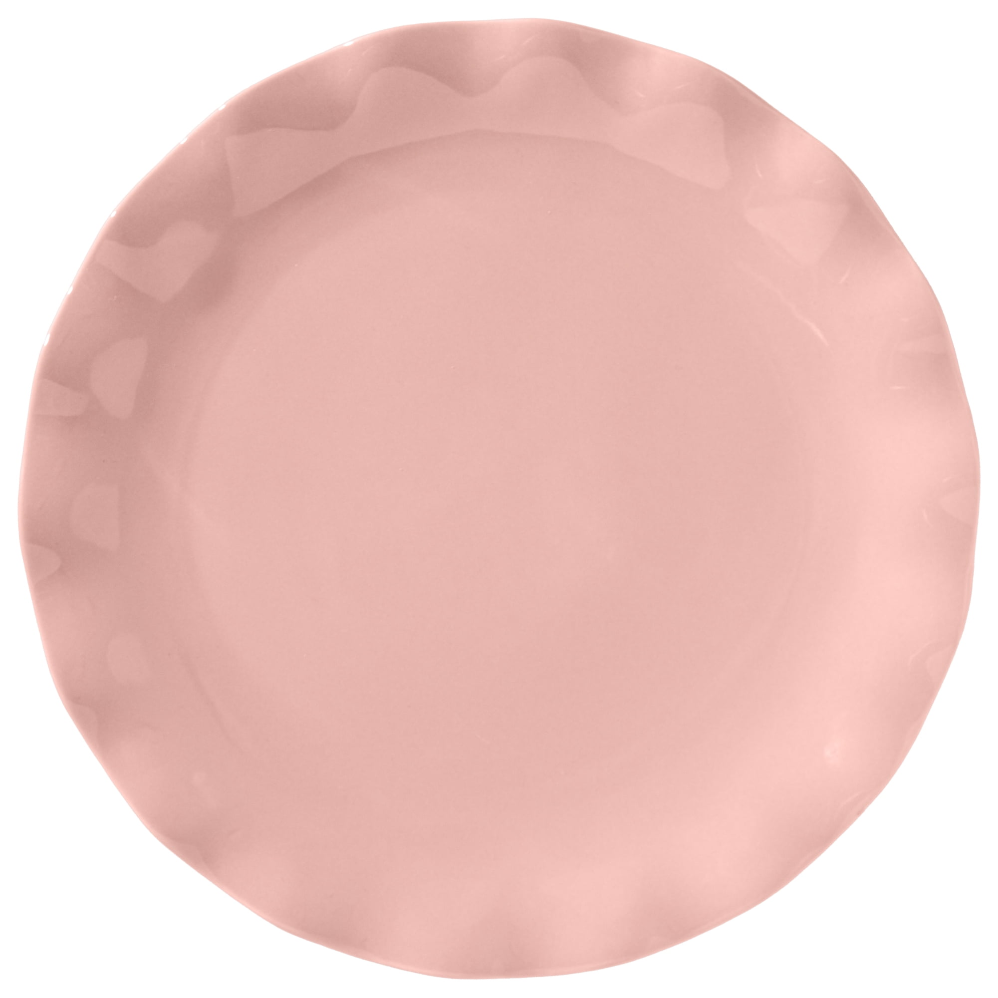 Paris Hilton Heiress Collection 10.5-inch Stoneware Ceramic Dinner Plate, Microwave Safe, Rose Pink with Scalloped Ruffle Rim
