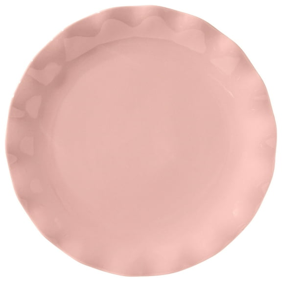 Paris Hilton Heiress Collection Stoneware Dinner Plate, Scalloped Ruffle Rim, 10.5-Inch, Rose Pink