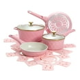 thumbnail image 1 of Paris Hilton 10-Piece Ceramic Nonstick Cast Aluminum Cookware Set, Clean Ceramic™ Coating, Faceted Pink Design, 1 of 9