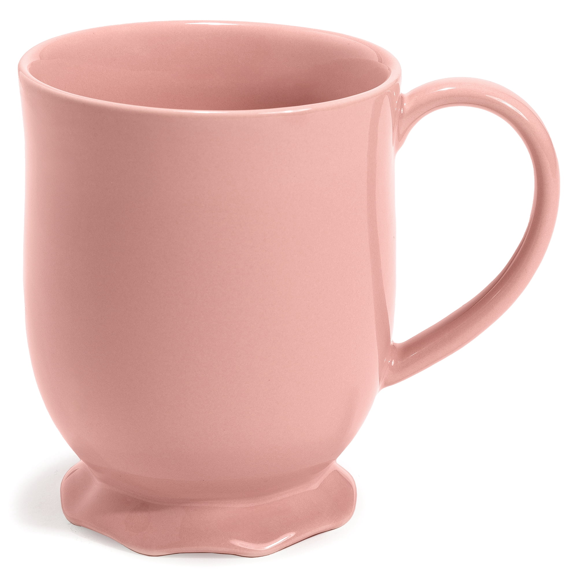 Paris Hilton Heiress Collection Stoneware Mug, Scalloped Ruffle Base, Microwave and Dishwasher Safe, 16-Ounce, Rose Pink