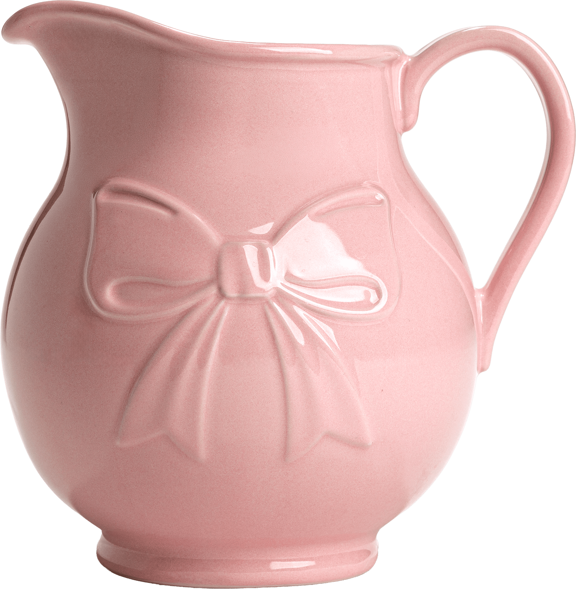 Paris Hilton Ceramic Stoneware Pitcher, 2.5-Quart, Bow Design, Microwave and Dishwasher Safe, London Pink