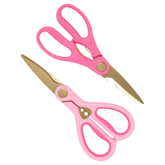 Paris Hilton 2 Pack Kitchen Shears, Stainless Steel Blades, Pink