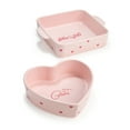 thumbnail image 1 of Paris Hilton 2-Piece Ceramic Nonstick Baking & Casserole Dish Set, Square and Heart-Shaped, Stoneware Baking Set, Pink, 1 of 7