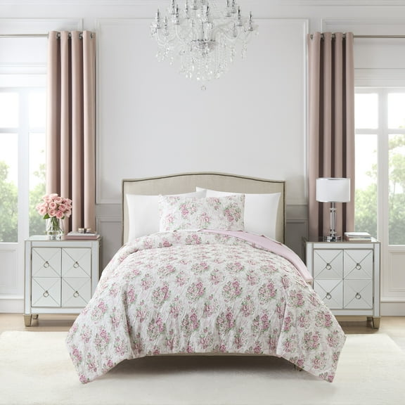 Paris Hilton 2-Piece Coquette Floral Pink Comforter Set, Twin/Twin XL
