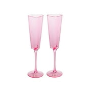 Paris Hilton 2 Piece Heart-Shaped Champagne Flute Set, 5.5 oz / 162 ml, Gold Trim, Pink