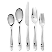 Paris Hilton 20-Piece Stainless Steel Flatware Set, Service for 4, Dinner Forks, Salad Forks, Dinner Knives, Teaspoons & Dinner Spoons, Silver with Bow Detail