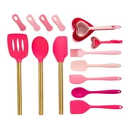 Paris Hilton 20-Piece Gadget Set, Heart-Shaped Measuring Cups, Silicone Tools & Bag Clips, Pink