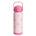 thumbnail image 1 of Paris Hilton 24-Ounce Double Wall Vacuum Insulated Stainless Steel Bottle with Flip-Up Straw and Push Lid, Bow Print, Pink, 1 of 4