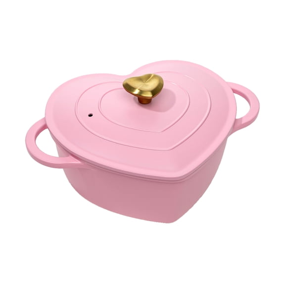 Paris Hilton 2.2-Quart Ceramic Nonstick Cast Aluminum Heart-shaped Dutch Oven with Lid, Oven Safe, Dishwasher Safe, Pink