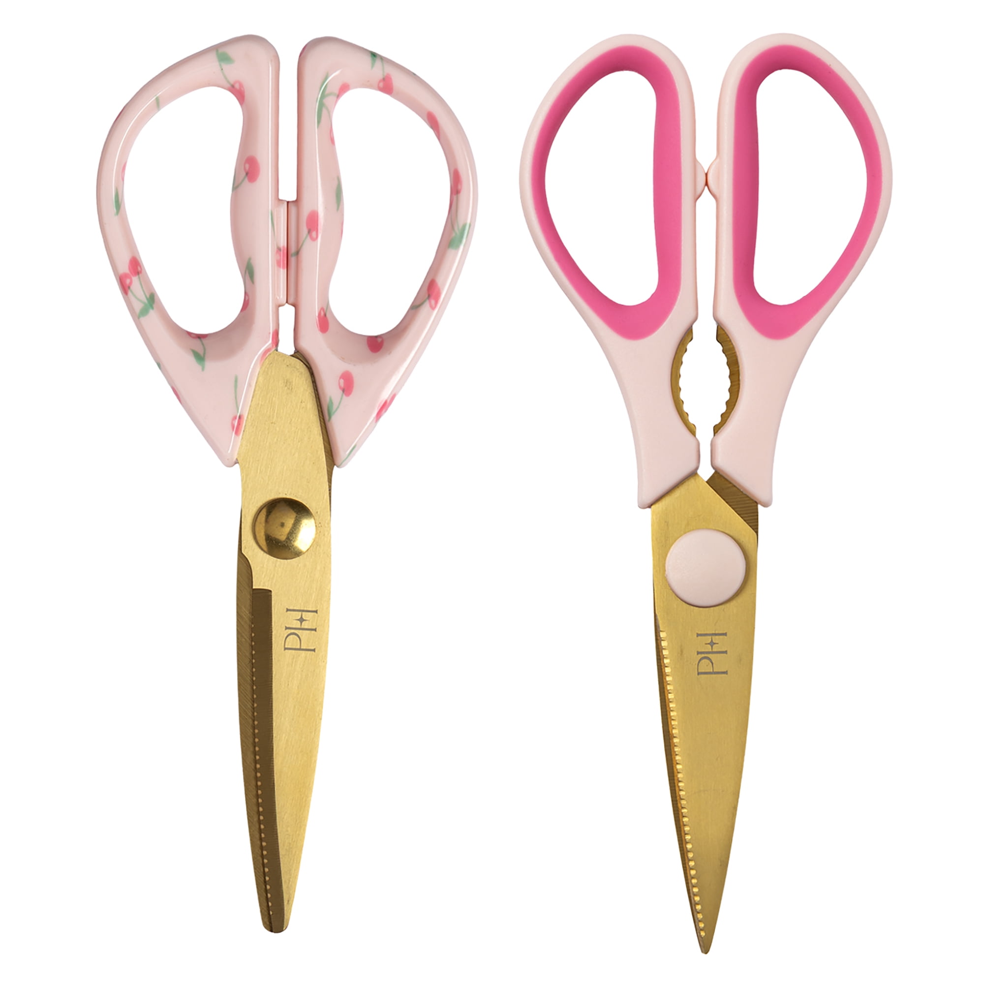 Paris Hilton 2-Piece 8-Inch Kitchen Shears Set, Stainless Steel Blades, Pink Handles