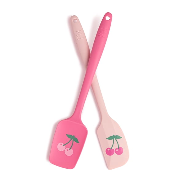 Paris Hilton 2-Piece Silicone Spatula Set, Cherry Design, Pink