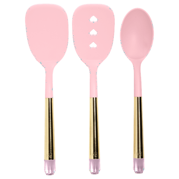 Paris Hilton 3 Piece Kitchen Utensil Set with Jewel Shaped Handles, Pink