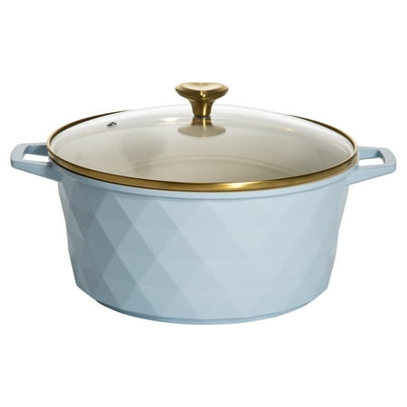 Paris Hilton 4.6 Quart Ceramic Nonstick Dutch Oven Pot with Lid, Dishwasher & Oven Safe, Blue