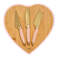 thumbnail image 1 of Paris Hilton 4-Piece Cheese Board Set with Large Heart-Shaped, Reversible Bamboo Cutting Board, Pink, 1 of 8
