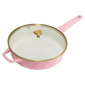Paris Hilton 4 Quart Ceramic Nonstick Jumbo Cooking Pan Skillet for Sauteing and Frying, Pink