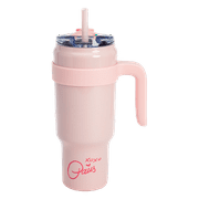 Paris Hilton 40oz Stainless Steel Tumbler with Removable Handle, Reusable Straw, and Lid, Pink