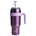 thumbnail image 1 of Paris Hilton 40oz Stainless Steel Tumbler with Removable Handle, Straw, and Lid, Metallic Purple, 1 of 6