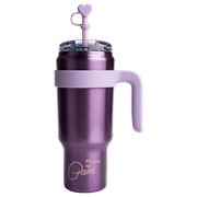 Paris Hilton 40oz Stainless Steel Tumbler with Removable Handle, Straw, and Lid, Metallic Purple