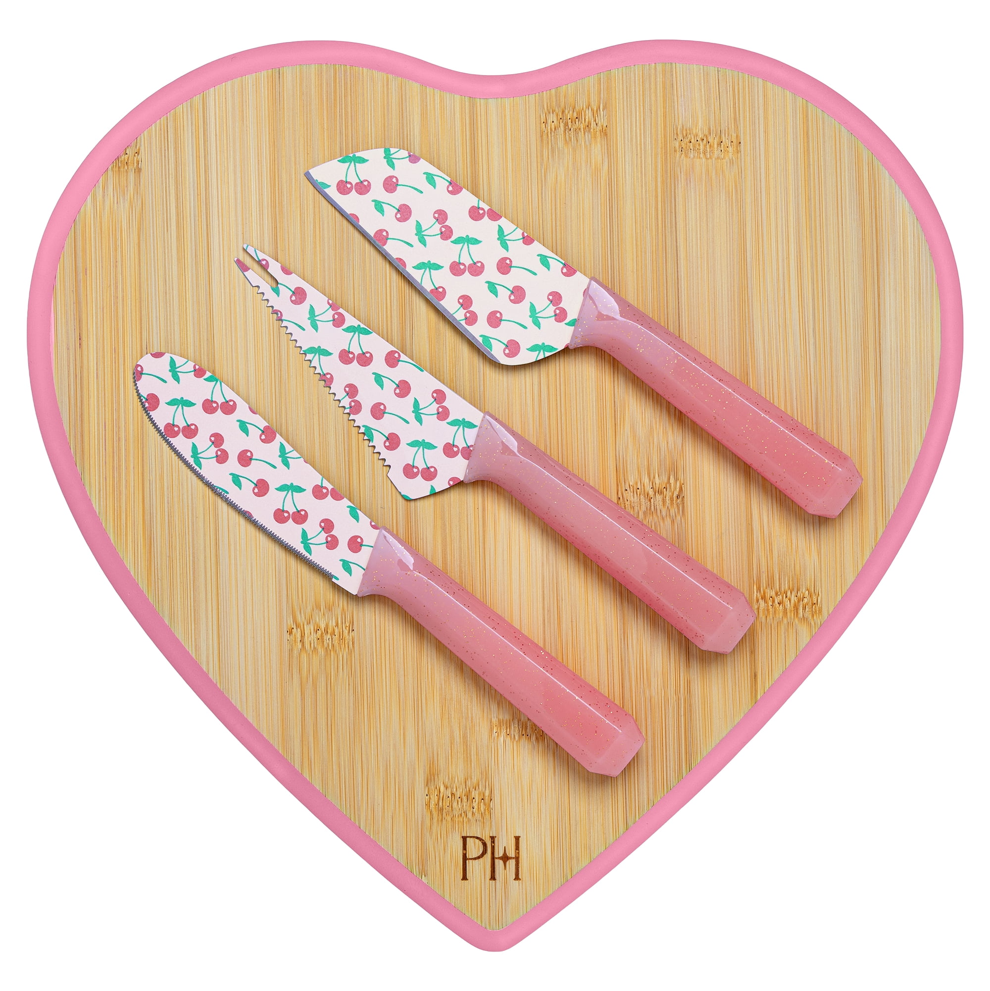 Paris Hilton 4-Piece Charcuterie and Cheese Board Set with Serving Tools, Pink