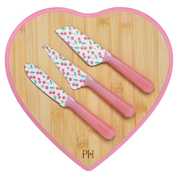 Paris Hilton 4-Piece Charcuterie and Cheese Board Set with Serving Tools, Pink
