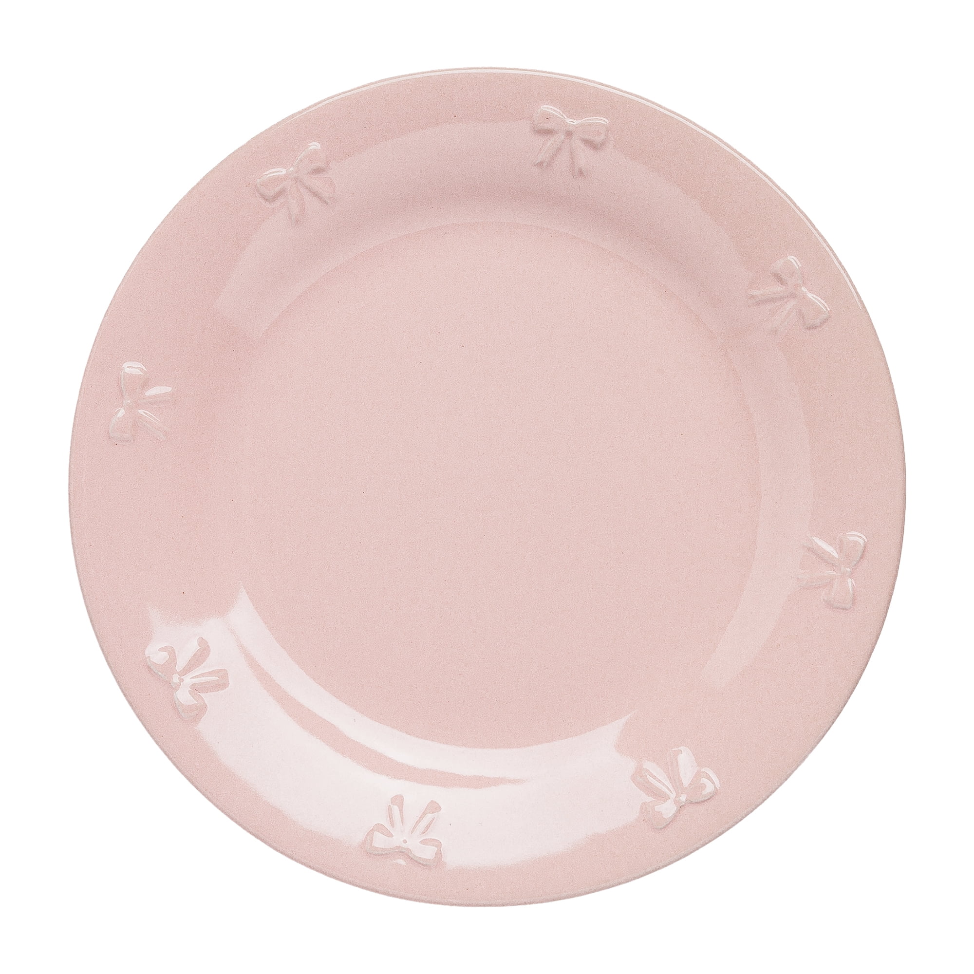 Paris Hilton London Collection Stoneware Salad Plate, Embossed Bow Detailing, 8.5-inch, Blush Pink