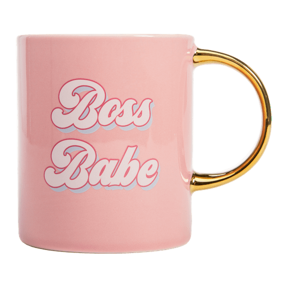Paris Hilton Ceramic Coffee Mug, Large Coffee Cup with Gold Handle, 16 Ounces, Boss Babe
