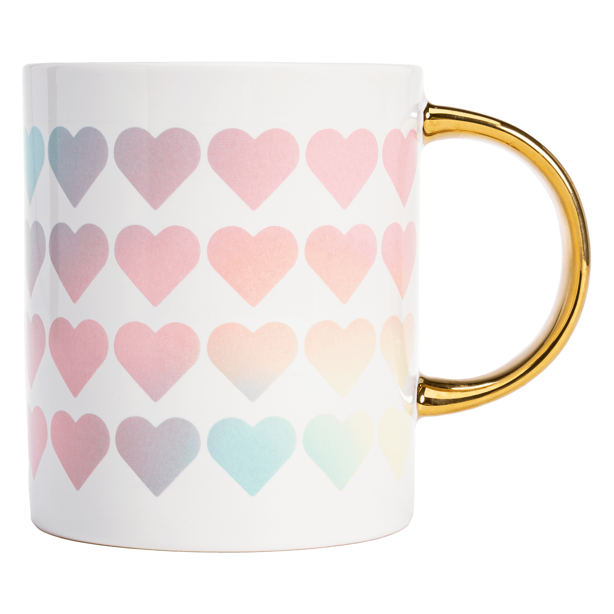 Paris Hilton Ceramic Coffee Mug, Large Coffee Cup with Gold Handle, 16  Ounces, Rainbow Hearts