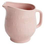 Paris Hilton Ceramic Pitcher, 40 Ounce Capacity, Easy Pour Spout, Embossed Bow Design, Pink