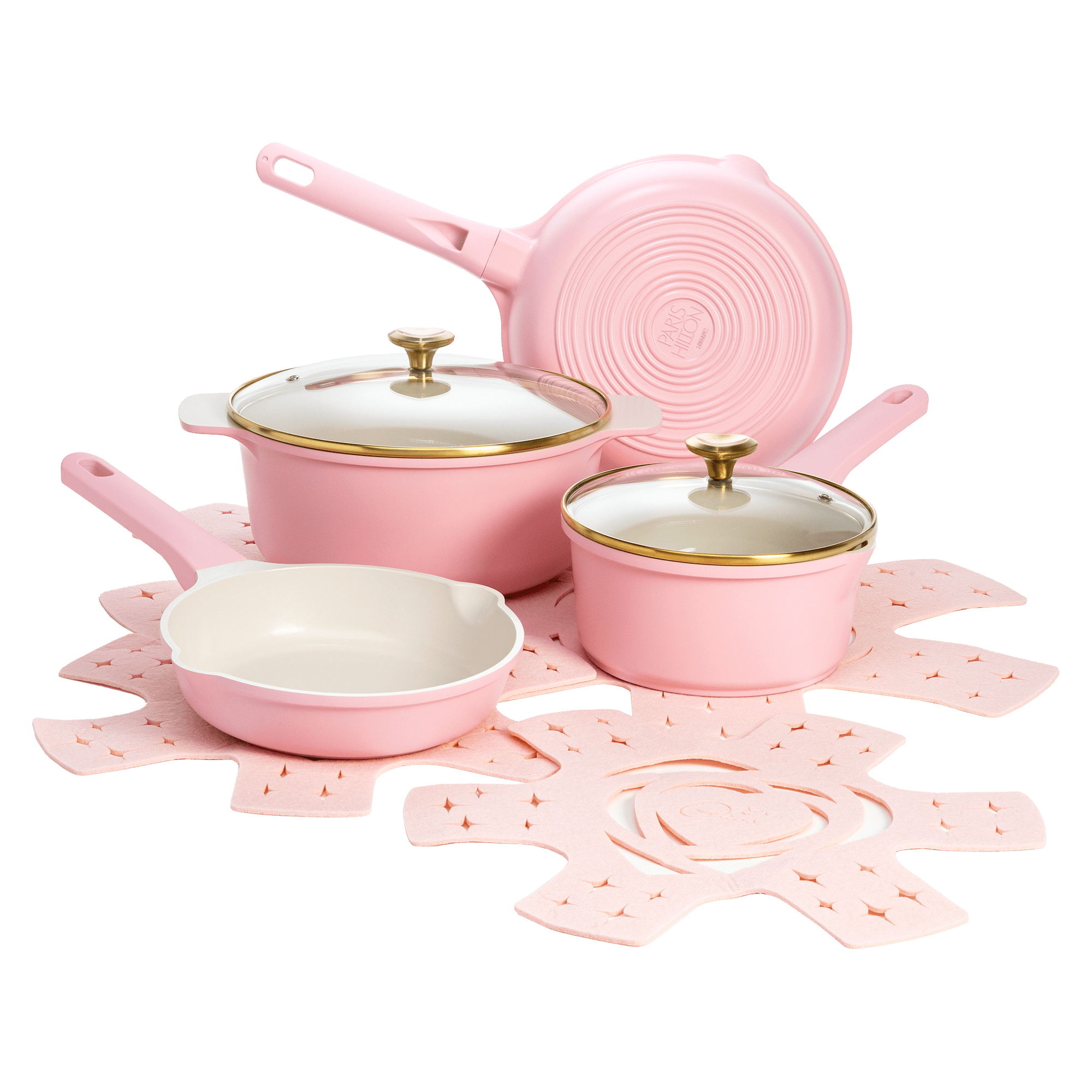 Paris Hilton 10-Piece Clean Ceramic Nonstick Cooking Pots and Pans with Lids Cookware Set