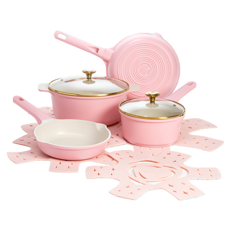 Paris Hilton 10-Piece Nonstick Pots and Pans Kitchen Set, Pink